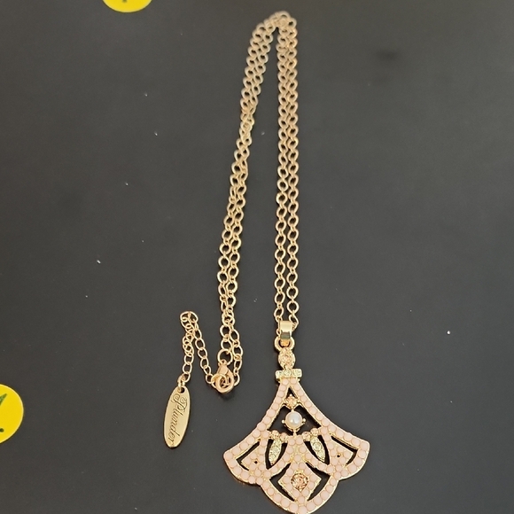 Plunder Gold and Pink Filigree Necklace - Picture 2 of 2